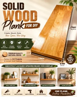 Solid Wood Plank for DIY cum with Clear Lacquer Sprayed finish