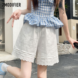 7.Modifier | Quần Short Mùa Hè A-Line Cao Waisted Thêu Ren và Đục Lỗ