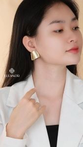 Bông tai nữ chuôi bạc 925 Eleanor Accessories bản to sáng bóng phụ kiện trang sức khuyên tai 9933