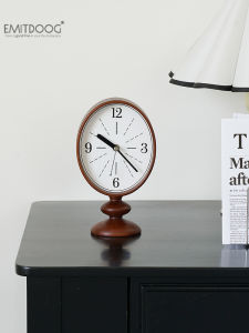 Creative Vintage Style Clock Decorative Tabletop Piece for Living Room TV Cabinet Wooden Material Handmade Crafted Home Decor