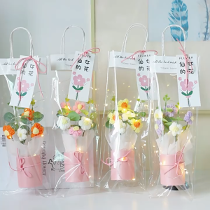 【SG STOCK】Hand Knitted Crochet Flower Bouquet with LED Light | Romantic Gift for Valentine Birthday Anniversary
