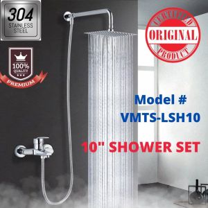🔝Vermerch Best Seller 10 Inch Shower Set 304 Stainless Steel (VMTS-LSH10) Complete Set with Shower Head 2 Meters Stainless Shower Hose Shower Base 50cm Extension Rod Top Spray Shower Set 304 Stainless Steel Shower Set Original Shower Set SUS304 🔝