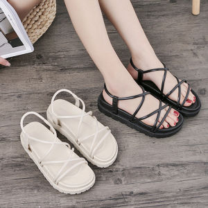 Womens Sandals Summer 2024 New Thick Bottom Versatile Korean Style Student Plastic Beach Shoes Anti-slip Waterproof Rain Shoes Platform Bottom