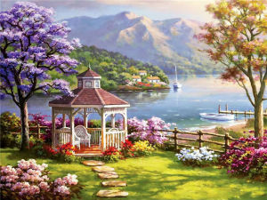Paper Jigsaw Puzzle 500/1000/1200/2000PCS Garden Lake Mountain Landscape Scenery DIY Craft Hobby Wall Decor Gift