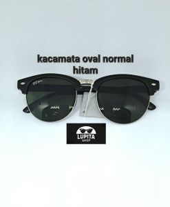 kacamata normal antiradiasi frame oval hitam dan bening