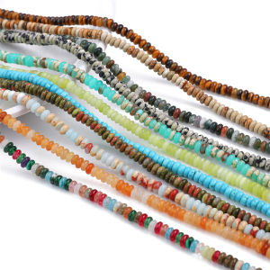 4x2mm 160pcs/Str Natural Stone Frisbee Disk Beads Tiger Eye Aged Quartz Aventure Amethyst Howlite Stone Beads for Necklace Bracelet DIY Jewelry Making