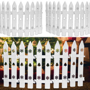 5Pcs Christmas Tree Scene Decoration Fence Little Deer Snowflake Hollow White PVC Christmas Fence 30cm