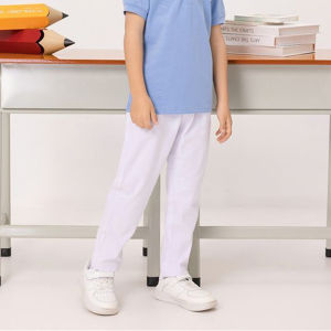 Boys White Long Pants Pure White Primary School Students Childrens Female Kids Performance Sports Pants Black White School Pants Spring and Summer