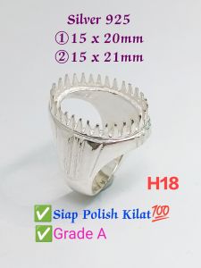 🇲🇾◆H18 ★Ring Casting DIY ★Sarung Cincin Silver 925 ★Stone size : ①15 x 20mm ②15 x 21mm ★Grade A ★±11.00gm