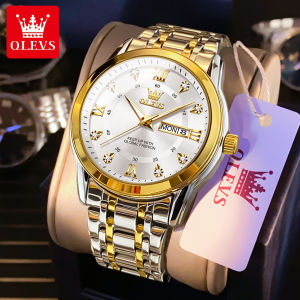 OLEVS men watch waterproof new luxury fashion diamond-encrusted luminous stainless steel gold calendar quartz watch brand gift for boyfriend