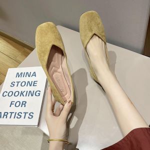 รองเท้าส้นแบนหัวเหลี่ยมแบบสวมสบายสำหรับใส่ไปทำงานและขับรถ สีดำ รองเท้าแฟชั่นสำหรับผู้หญิง ฤดูใบไม้ผลิ 2023 รองเท้าส้นแบนแบบสวมสบาย