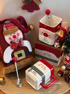 Snowman Design Square Ceramic Cup for Home and Office
