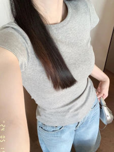 Casual Short Sleeve round Neck T-Shirt Womens Slim Fit Summer Fashion Print Cotton Polyester Blend Half Sleeve Top