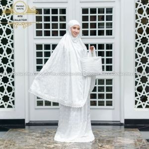 Mukena Dewasa Sutra Paris Full Bordir Senada Jumbo Mewah