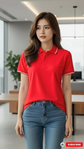 Áo Polo Nữ Bee Sắc Đỏ Tươi Rạng Rỡ phối 1 sọc trắng năng động vải cá sấu mè cao cấp siêu thoáng khí tôn dáng thanh lịch