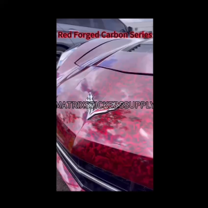 FORGED CARBON FIBER RED STICKER (152CM-Custom)Pelekat Stickers Full Body Vinyl Wrap Film Car Sticker Kilat Wrapping