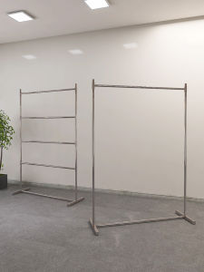 Adjustable Stainless Steel Clothing Display Rack Double Layer Silver Frosted Free Standing for Womens Fashion Retail Store