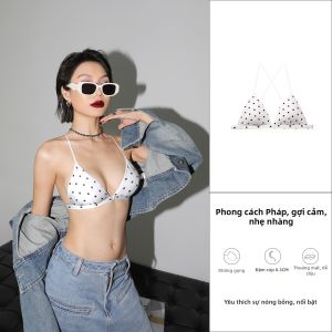 DXTOXS | Bộ Đồ Lót Quyến Rũ Chấm Bi Nút Trước Phù Hợp Ngực Nhỏ Màu Hồng