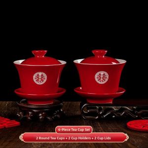 Wedding Bridal Use Red Tea Set