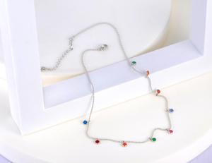 JeeMango สีสัน CZ คริสตัล Charm สร้อยคอผู้หญิง 18K Gold Plated สแตนเลสโบฮีเมียสร้อยคอสร้อยคอ JN22090