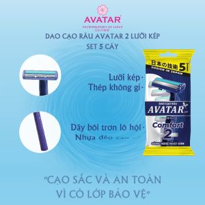 Dao Cạo Râu Avatar Thân Nhựa Lưỡi Kép Màu Radom (1 Set 5 Cây)