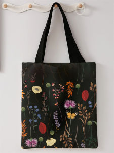 Flower pattern printed casual handbag reusable fashionable backpack multifunctional handbag canvas shopping bag