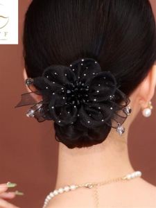 ริบบิ้นผ้าอ็องแกนสำหรับผู้หญิง 2024 ริบบิ้นผมหัวแบบยืดหยุ่นสุดหรูหรา ตกแต่งผมแบบหมุนเวียน ชิ้นส่วนผม จี้ผม เครื่องประดับ