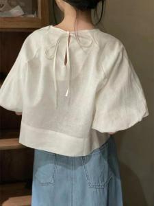 PAIBOLI | เสื้อเชิ้ตแขนสั้นทรงหลวมสไตล์ลำลองสำหรับผู้หญิงไซส์ใหญ่ ฤดูร้อนปี 2024 เสื้อเชิ้ตแขนยาวแบบสวมหัวแบบลำลอง