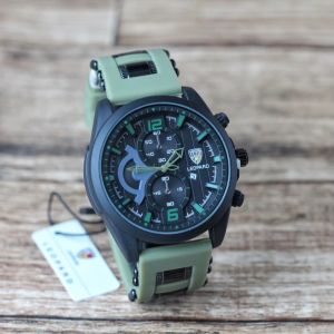 Jam tangan Leopard 8005 tali rubber chrono off pria