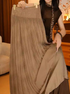 MANMI | Elegant Almond Pleated Midi Skirt