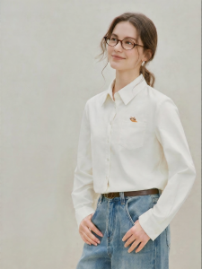 INMAN | Office Wear Embroidered Fuzzy White Shirt