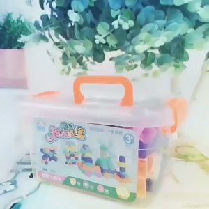 100 pcs Building Block Castle Mainan dengan Hiasan Blok Bricks Susun Anak Toys Free Storage Box
