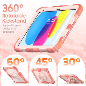 for iPad 11th Generation Case A16 2025Kids Camoulfage Heavy Duty Full-Body Shockproof Protective Case with Screen Protector Rotating Stand Hand/Shoulder Strap for iPad 10th Generation Case 2022for iPad 9th 8th 7th Gen 10.2 inch