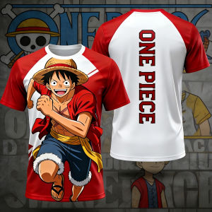 Bandai | 2026 Summer One Piece Luffy Retro 3D Print T-Shirt Adult & Kids Casual Sports Harajuku Short Sleeve Tee for Anime Fans Y2k