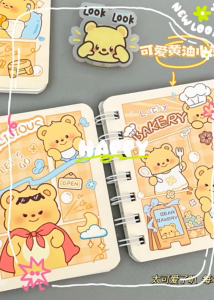 Buku Nota Butter Bear Mini Notebook Cute Cartoon Portable Pocket A7 Diary Book School Office Writing