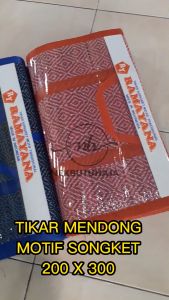 Tikar Lipat Mendong Songket Asli Piknik Camping Lesehan Ukuran Besar Tiker Jumbo 200x300