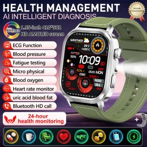 New Accurate Blood Pressure Smart Watch Uric Acid ECG+PPG Blood Oxygen Body Analysis Body Fat LED Flashlight smart watches 2025