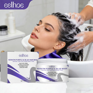 EELHOE | Keratin Purple & Blue Mask Moisturizing Repair Damaged Hair Remove Yellow Tone Brightening Anti- Frizzy Vitamin Hair Care Mask