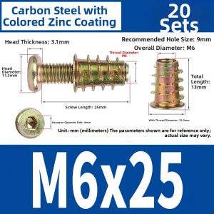 Creaby | Flat Head Beveled Hex Furniture Bolts Internal and External Threads