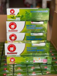 Combo 10 hộp kem đánh răng Dr.HAPPY trà xanh thảo dược Puri  160gram tặng bàn chải lông mềm