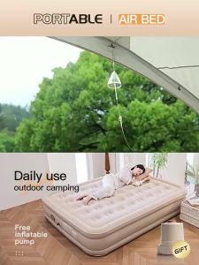 Inflatable mattress outdoor camping travel mattress Portable High Quality Inflatable Air Bed Single/Double Size mattress with free Air Pump for Camping Inflatable mattress thickened heightened portable folding bed