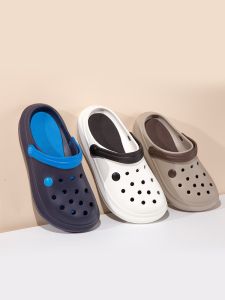 Senthmetic Mens Summer Comfortable Breathable Slip-On Sandals Anti-Slip Thick Bottom Heightening Beach Slippers