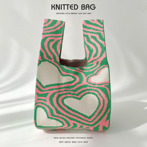 Trendy Knitted Panda Shoulder Bag Handbag Womens Day Gift Soft Polyester Material Foldable Medium Size Daily Use Bag