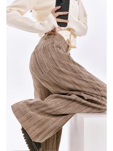 LINFANGING Casual Wide Leg Pants Womens Loose High Waist Drapey Straight Leg Pants Coffee Color Autumn Winter Leisure Trousers
