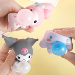 Anime Sanrio Blow Bubbles Doll Kuromi My Melody Cinnamoroll Stress Vent Relief Cartoon Hand Pinch Toy Holiday Gift