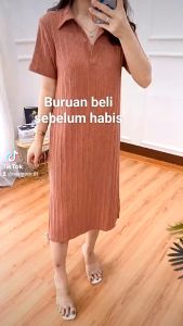 Dress Knit Rajut Kerah Korean Style Jumbo Promo Cuci Gudang Jumbo XXL