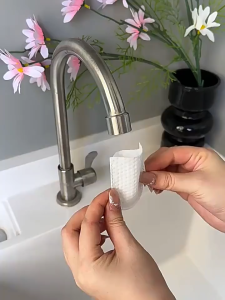 100pcs Thickened Faucet Filter Cotton With T-Strap / Anti-Splash Tap Filter Bag For Removes Rust & Impurities