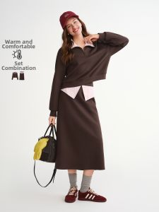 DUSHU | Plus Size Women Fashion Striped Patchwork Sweatshirt Set