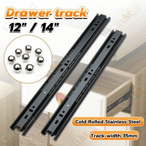 Drawer Slide Rail Three-Section Guide: 12in & 14in Roller