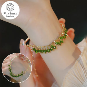 Viviann Original Peridot Jade Beaded Bracelet Gold Bracelet Summer Vintage Style Bracelet Charm Bracelets & Bangles Charms Bracelet For Women Fit Brand Jewelry Gift Accessories Charm Bracelets